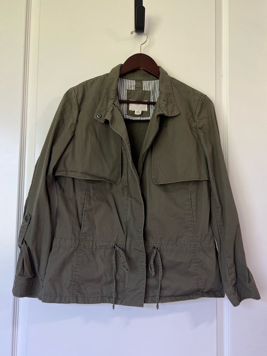 Caslon Jackets & Blazers - Women’s Caslon Nordstrom Olive Green Utility Jacket with Drawstring Waist Med